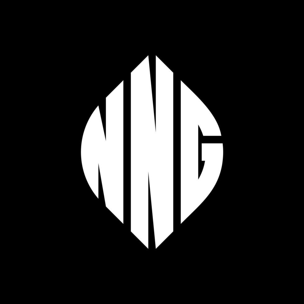 NNG circle letter logo design with circle and ellipse shape. NNG ellipse letters with typographic style. The three initials form a circle logo. NNG Circle Emblem Abstract Monogram Letter Mark Vector. vector