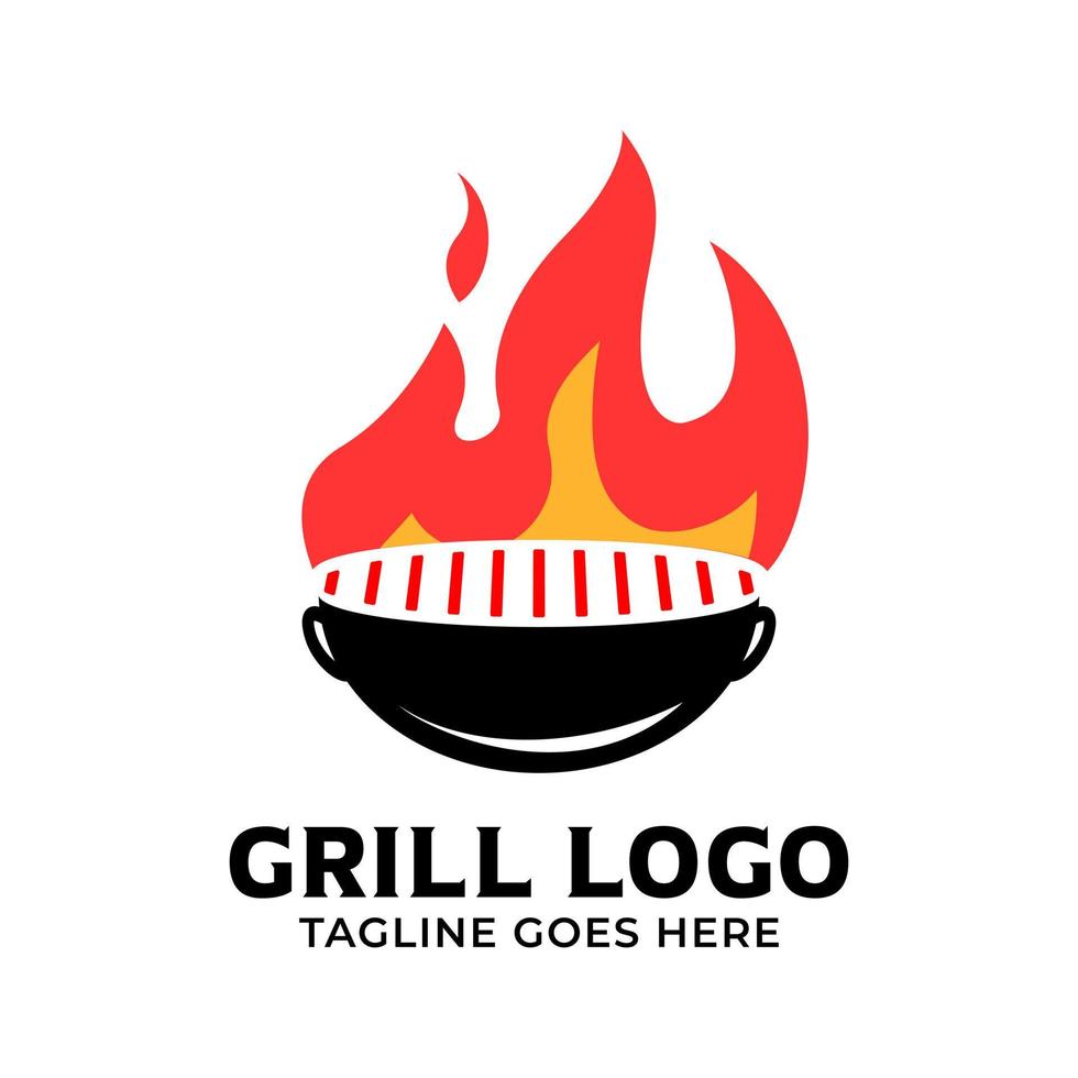 grilling logo template with a picture of a roasting pan on an isolated background vector
