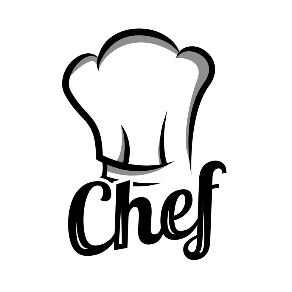 plantilla de logotipo de chef en forma de toque blanches sobre fondo aislado vector