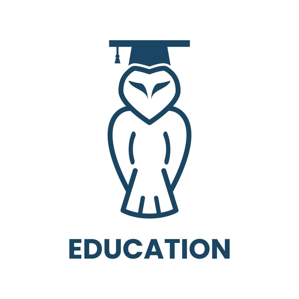 plantilla de logotipo de educación con mascota de búho en un fondo aislado vector