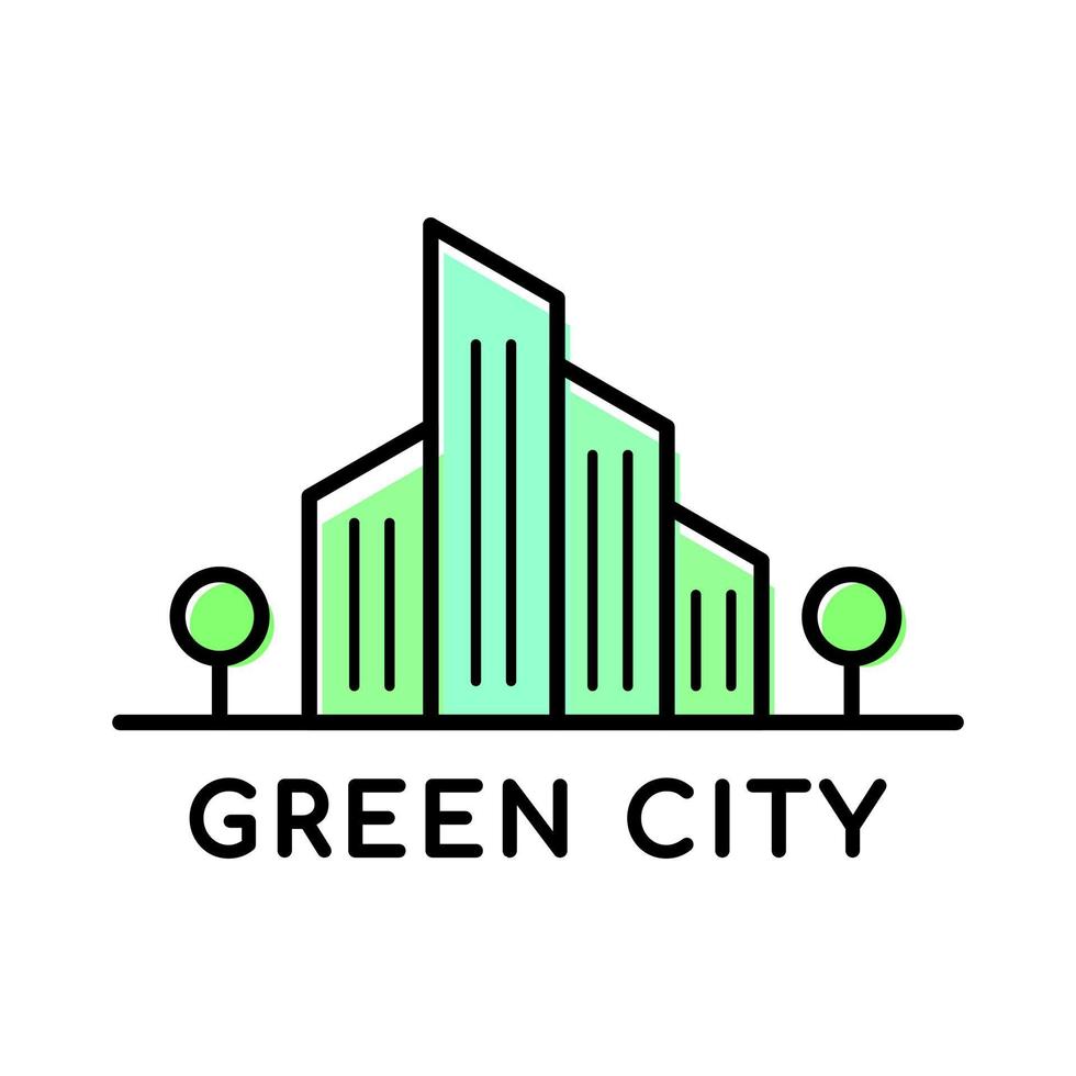 plantilla de logotipo de ciudad verde o ciudad ecológica en un fondo aislado vector