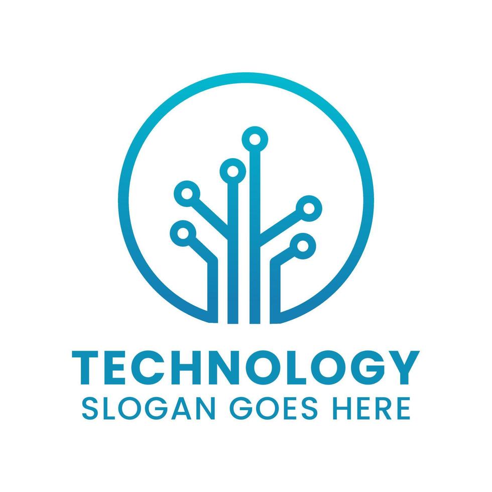 technology tree logo template on isolated background vector