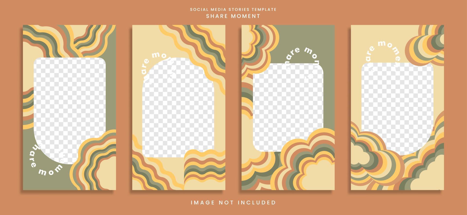 Groovy and fun, share moment, social media template vector