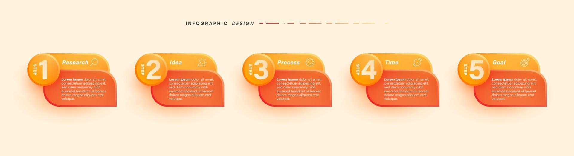 Modern business infographic template design with icon, color gradient, 5 options or step vector