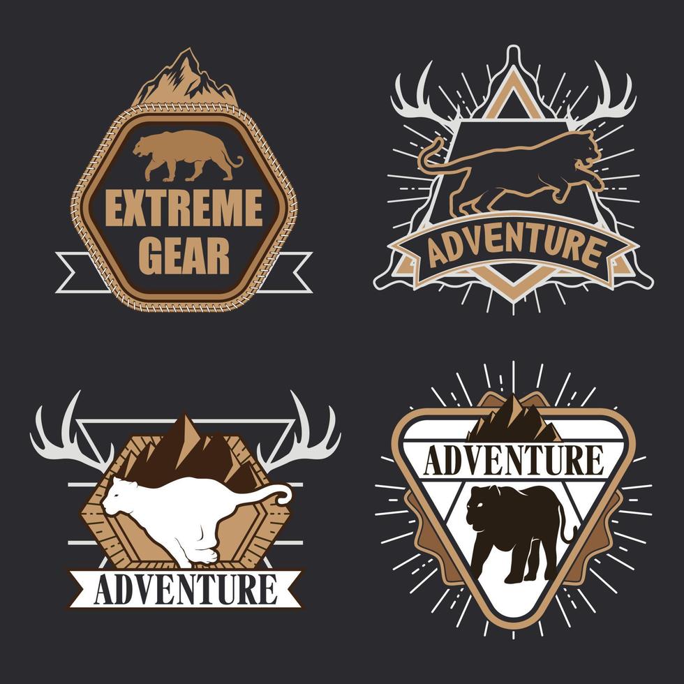 black panther logo badge vector illustration set
