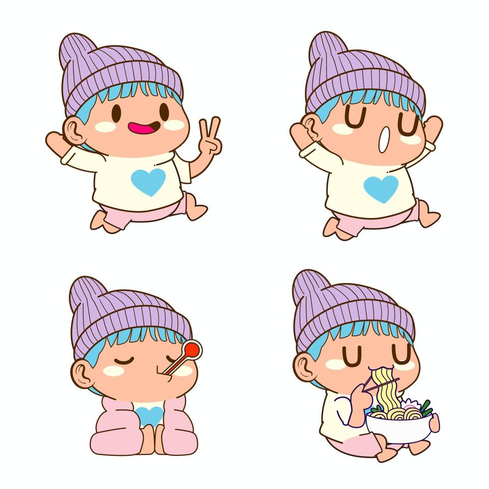 cute little boy cartoon vector illustration