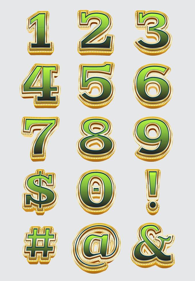 golden diamond abstract numbers set vector illustration