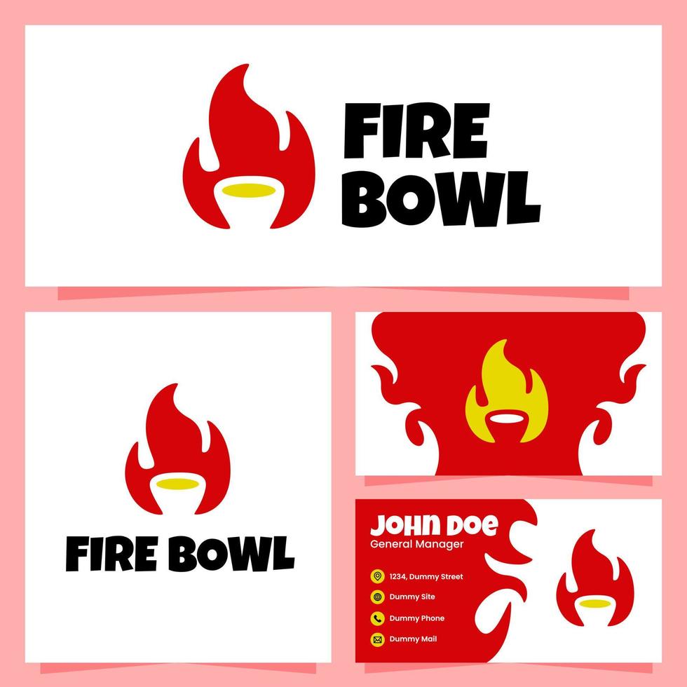 Fire Bowl Logo Design with Business Card Template vector