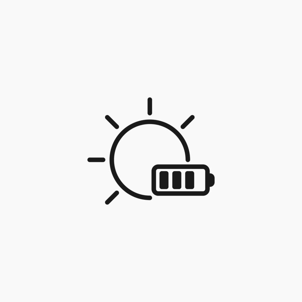Sun power energy icon. Solar power battery symbol. Eco friendly, sustainable, renewable and alternative energy symbol. vector