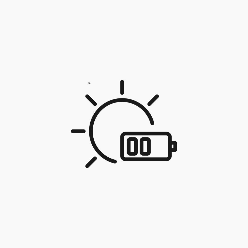 Sun power energy line style icon. Solar power battery symbol. Eco friendly, sustainable, renewable and alternative energy symbol. vector