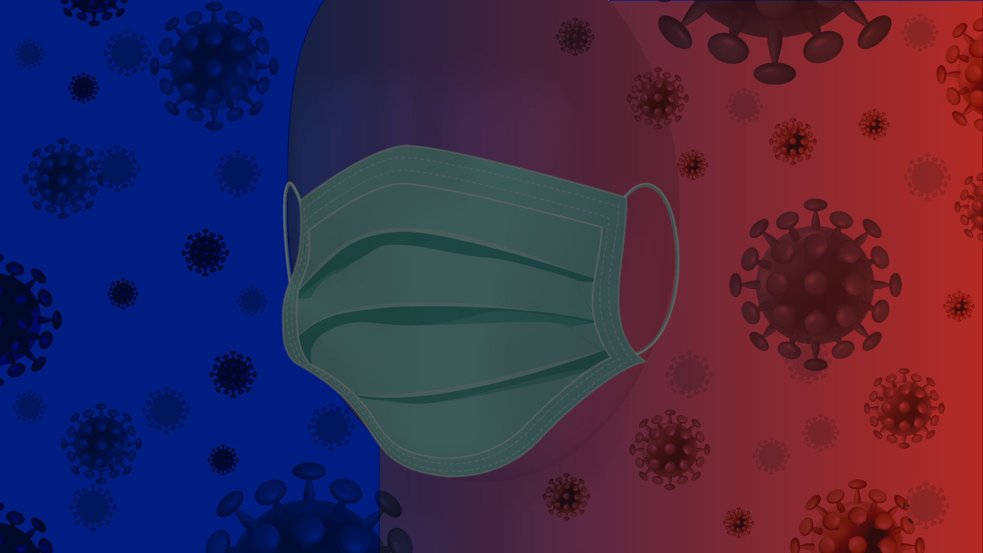 3d green medical mask cover on face. Protective surgical filter mask