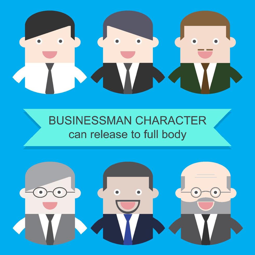 conjunto de personajes de negocios. puede liberar la máscara de recorte a todo el cuerpo. diseño plano para la ilustración de dibujos animados de concepto mínimo financiero empresarial. vector