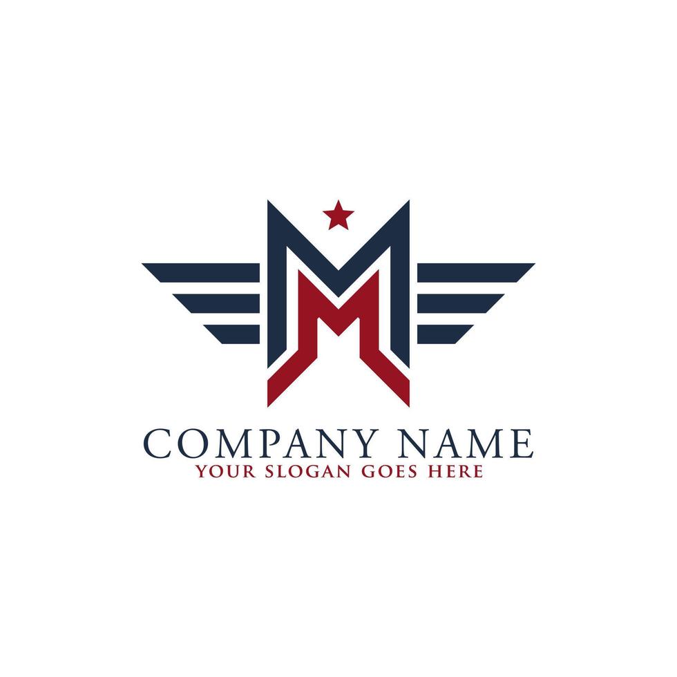 letter Mm logo monogram style with american shape vector image