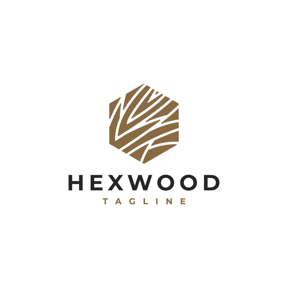 Wood pattern in a hexa logo design symbol icon, timber lumber logo vector illustration design template, wood and hexa concept logo design element