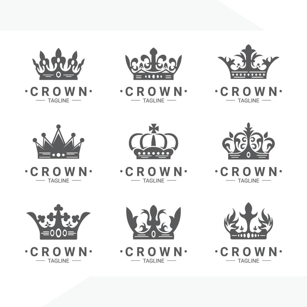 conjunto de logotipos de elementos de corona de lujo vector