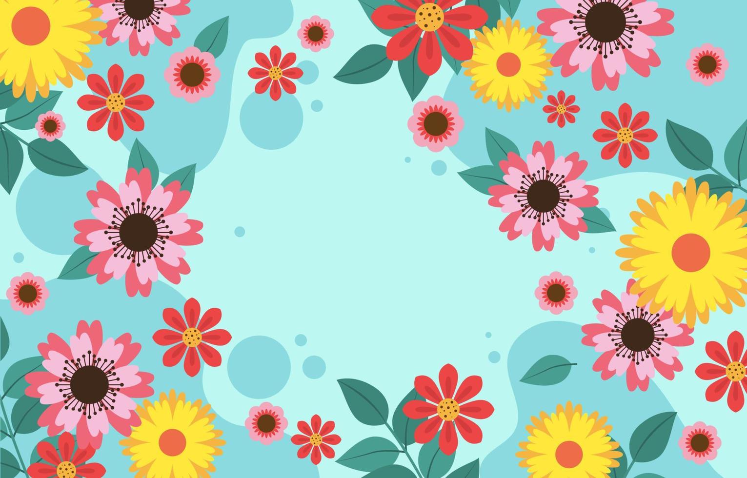 fondo de flor de primavera colorido plano vector