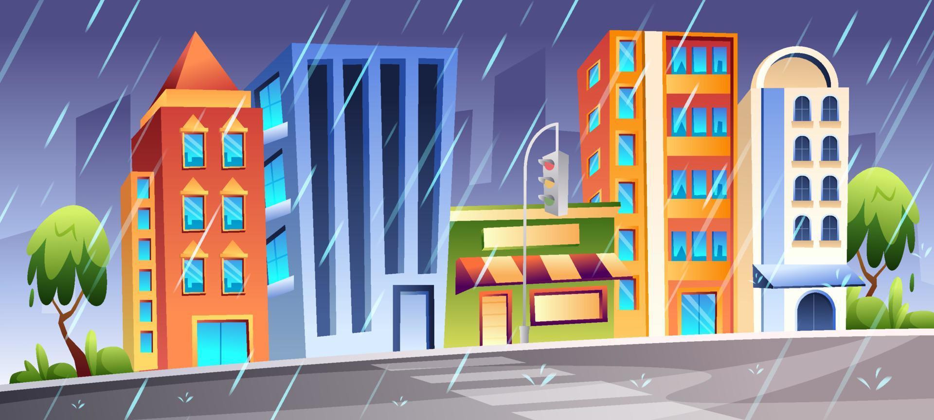 Rain on City Street Background vector