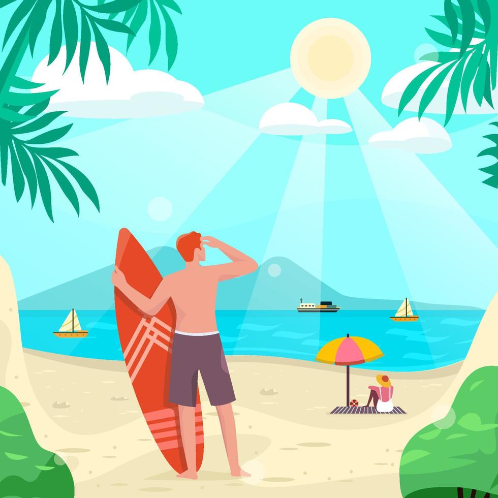 Surfer on Summer Activity vector