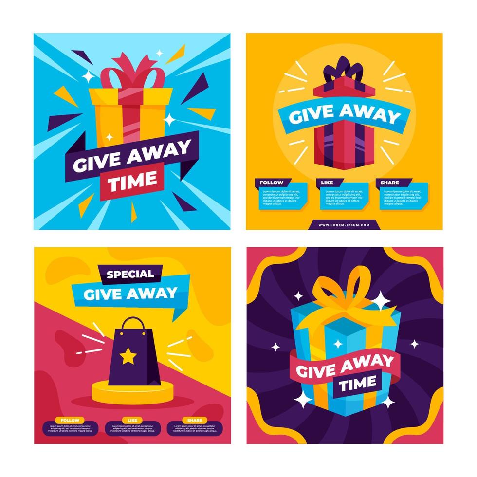 Give Away Social Media Post vector