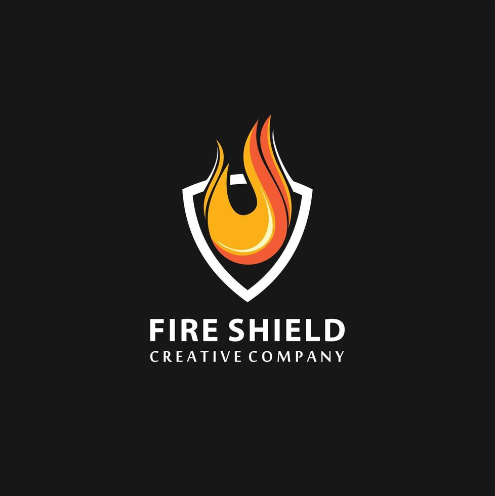 Fire shield logo design element. Fire warning sign shield. vector