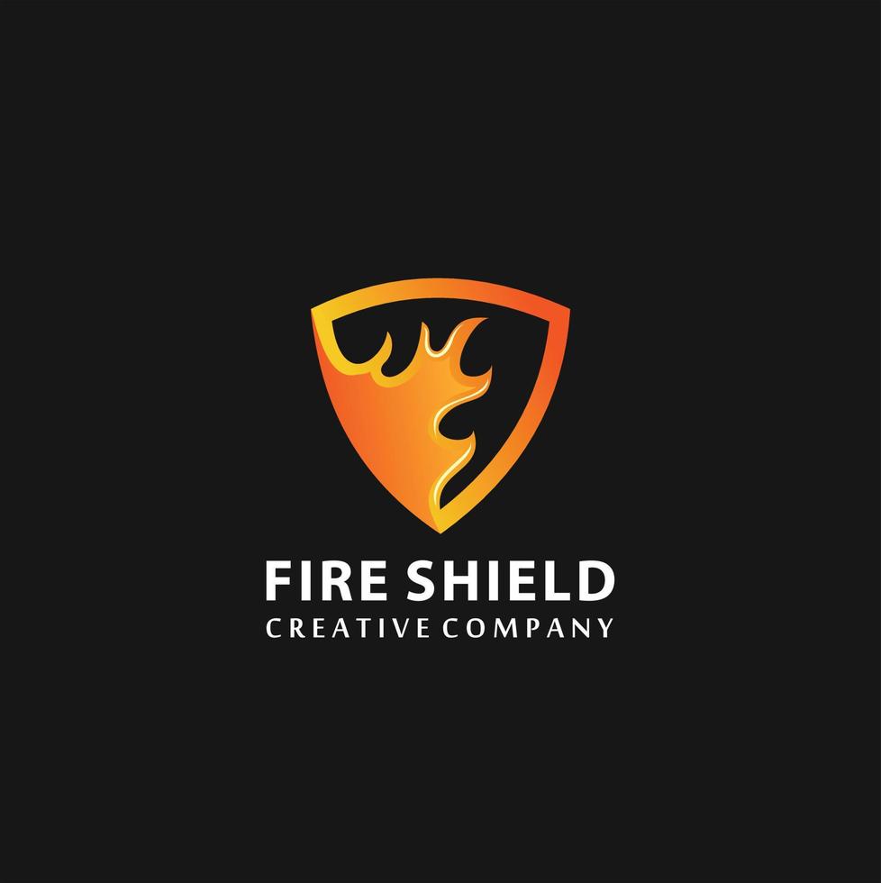 Fire shield logo design element. Fire warning sign shield. vector