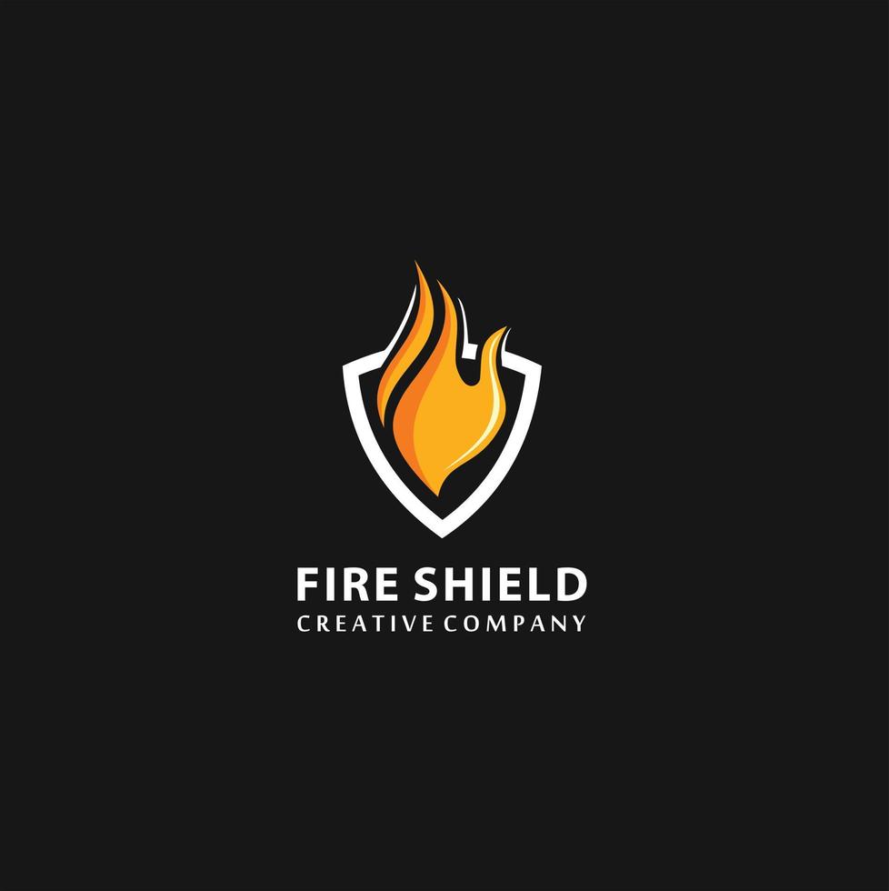Fire shield logo design element. Fire warning sign shield. vector