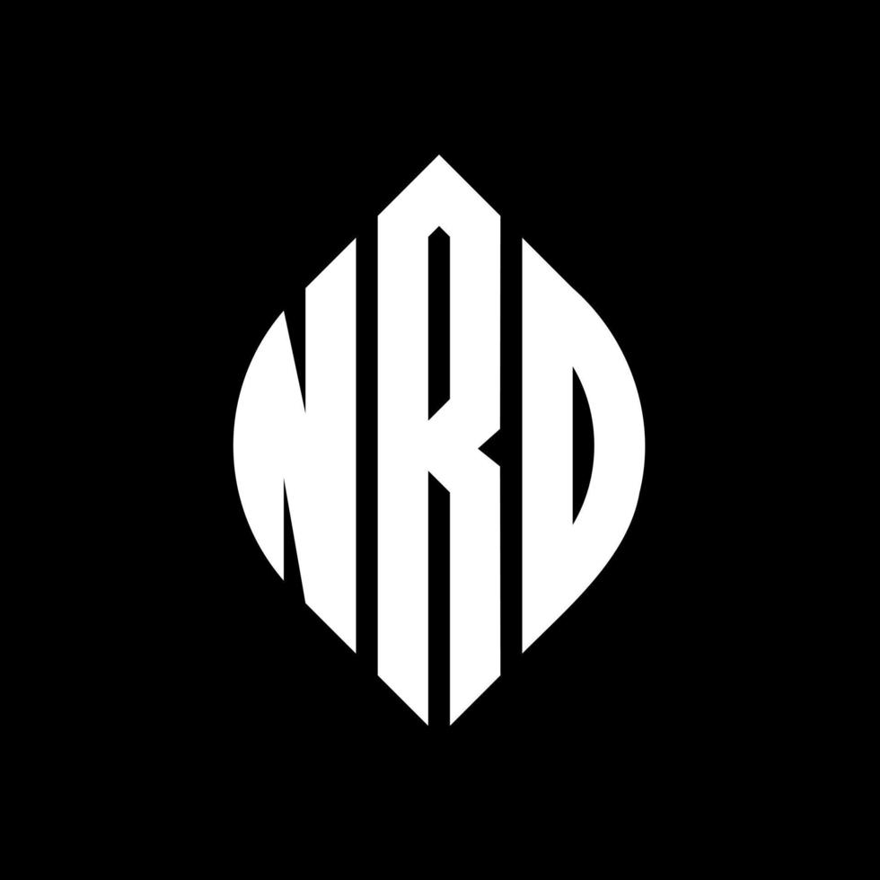 NRD circle letter logo design with circle and ellipse shape. NRD ellipse letters with typographic style. The three initials form a circle logo. NRD Circle Emblem Abstract Monogram Letter Mark Vector. vector