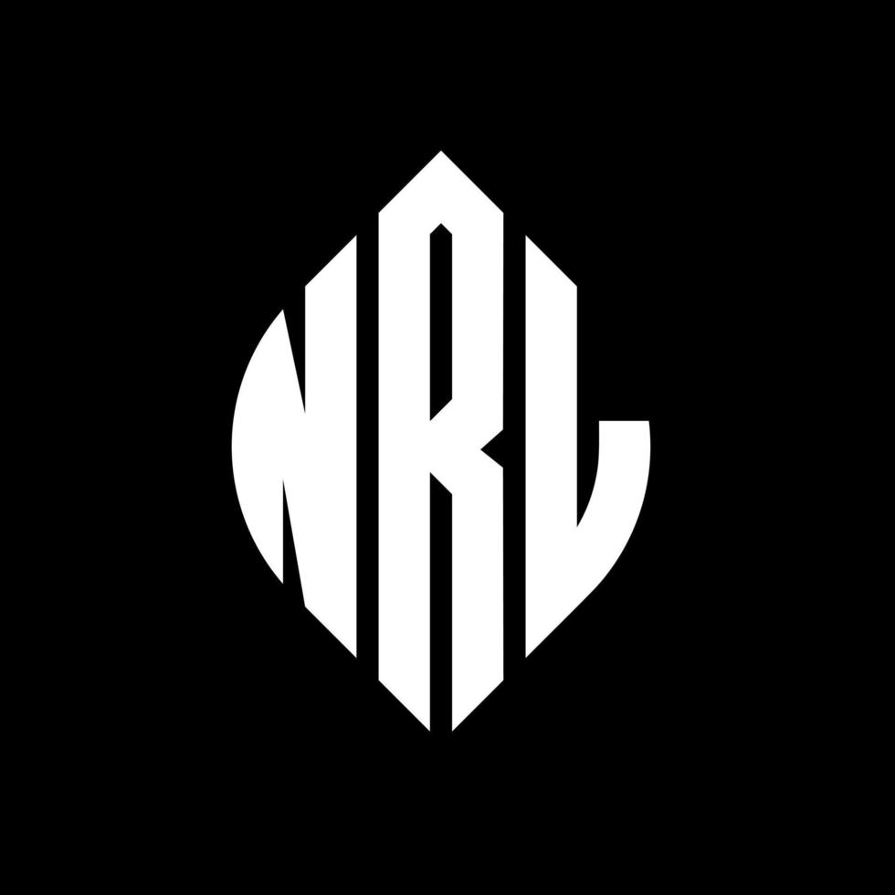 NRL circle letter logo design with circle and ellipse shape. NRL ellipse letters with typographic style. The three initials form a circle logo. NRL Circle Emblem Abstract Monogram Letter Mark Vector. vector