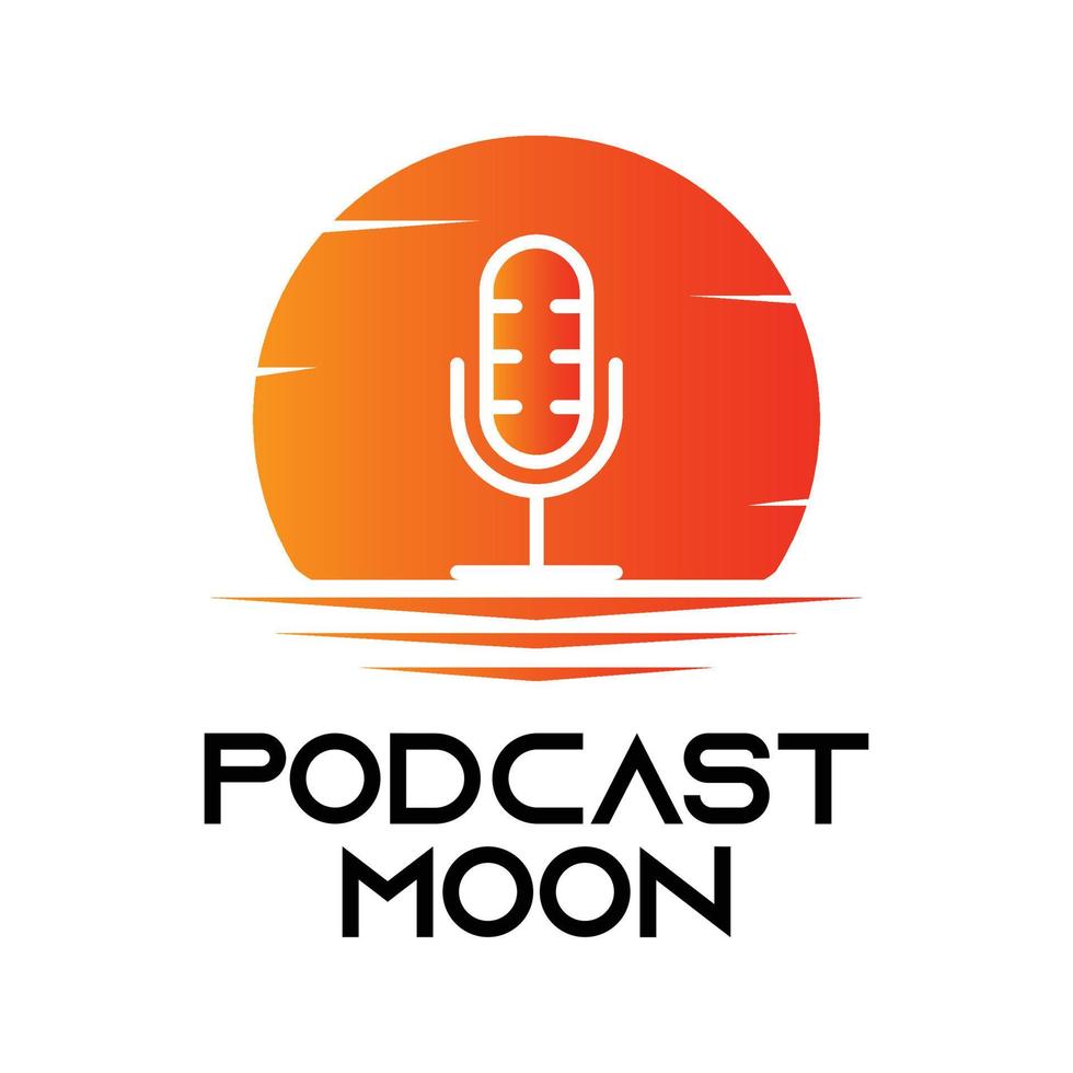 Microphone logo design with the moon vector