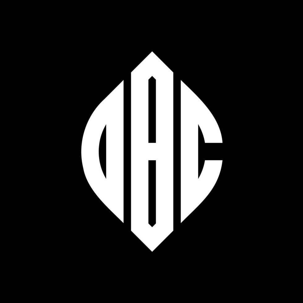 OBC circle letter logo design with circle and ellipse shape. OBC ellipse letters with typographic style. The three initials form a circle logo. OBC Circle Emblem Abstract Monogram Letter Mark Vector. vector