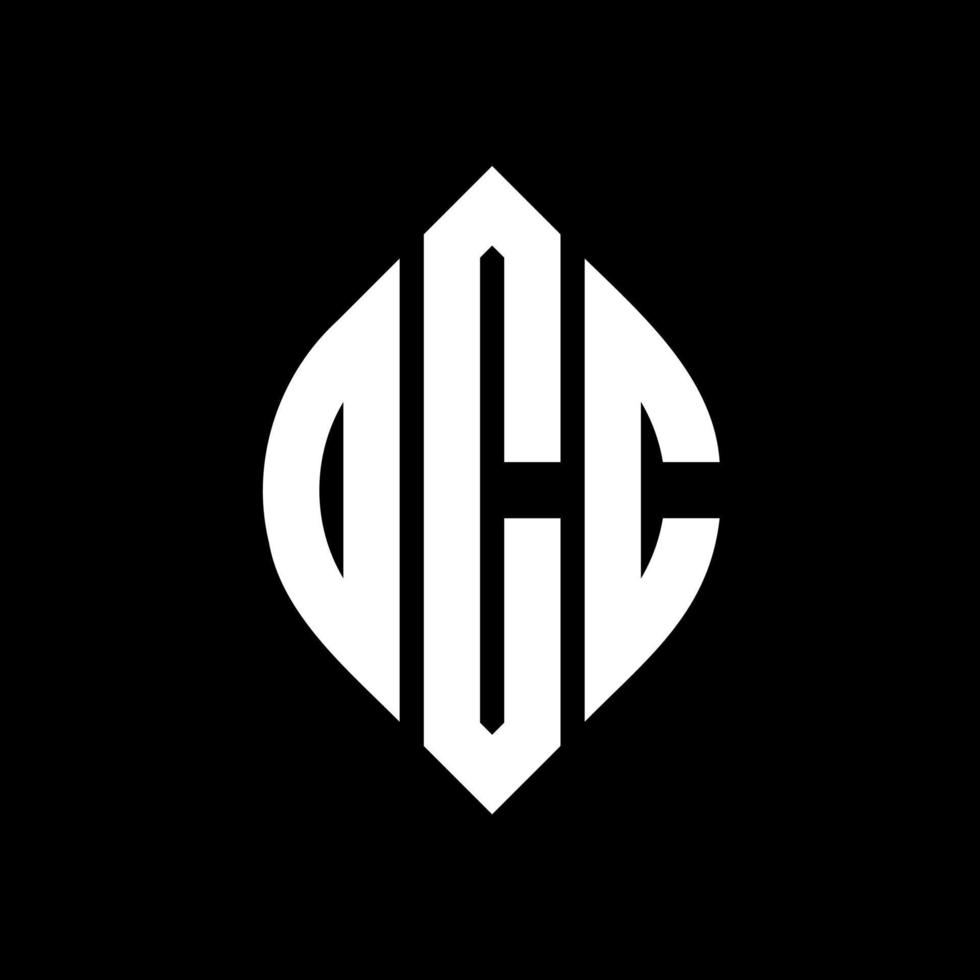 OCC circle letter logo design with circle and ellipse shape. OCC ellipse letters with typographic style. The three initials form a circle logo. OCC Circle Emblem Abstract Monogram Letter Mark Vector. vector