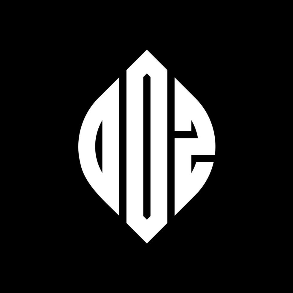 ODZ circle letter logo design with circle and ellipse shape. ODZ ellipse letters with typographic style. The three initials form a circle logo. ODZ Circle Emblem Abstract Monogram Letter Mark Vector. vector