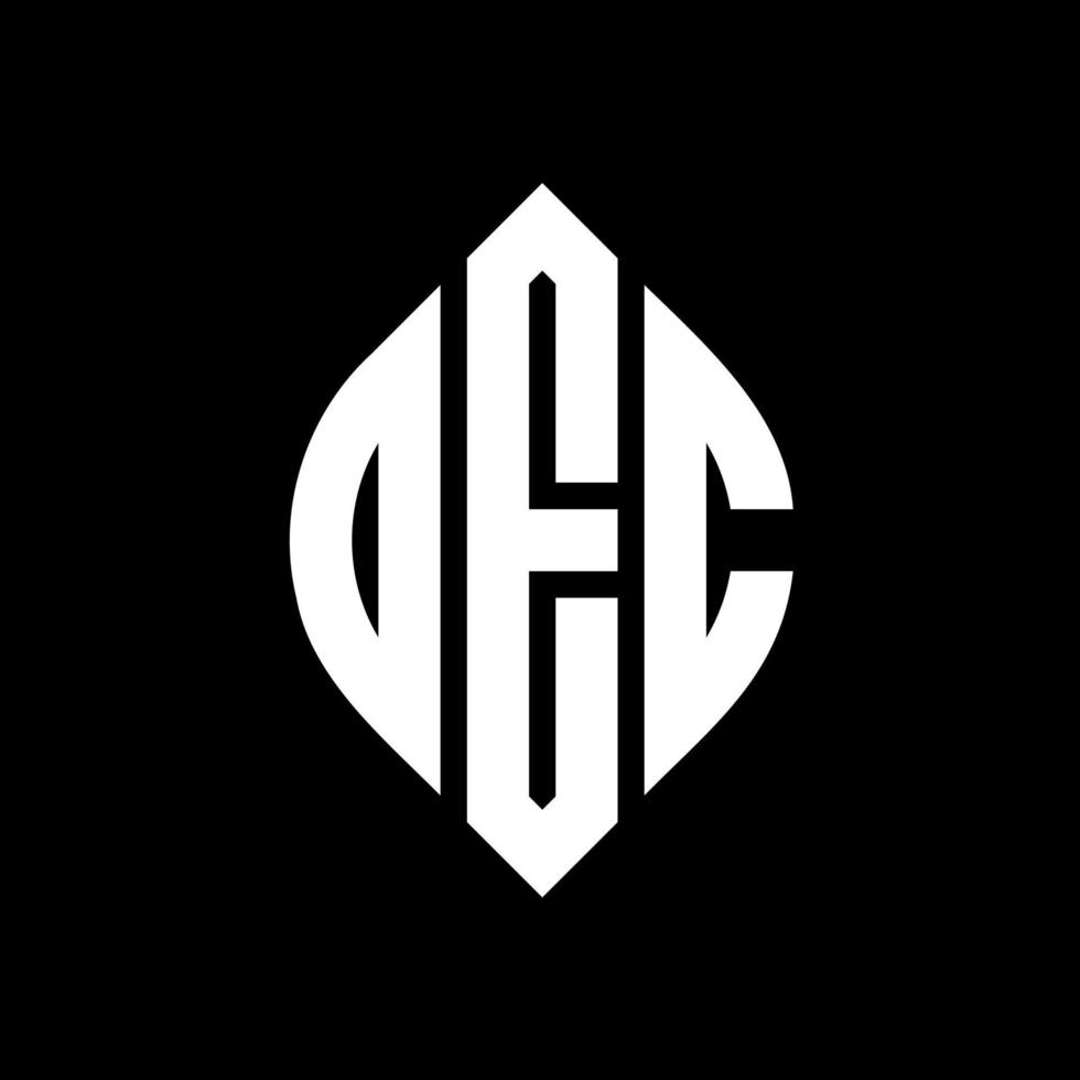OEC circle letter logo design with circle and ellipse shape. OEC ellipse letters with typographic style. The three initials form a circle logo. OEC Circle Emblem Abstract Monogram Letter Mark Vector. vector