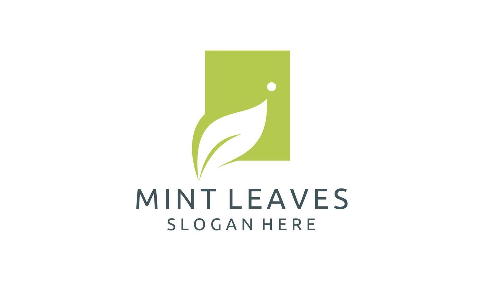 mint leaf design initials vector