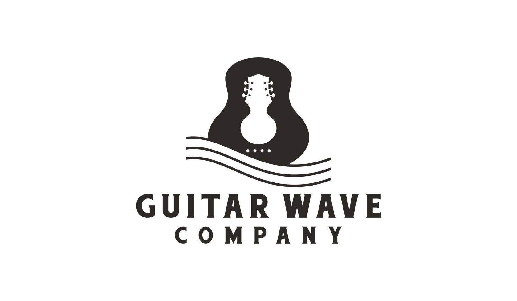 wave classical guitar logo design vector