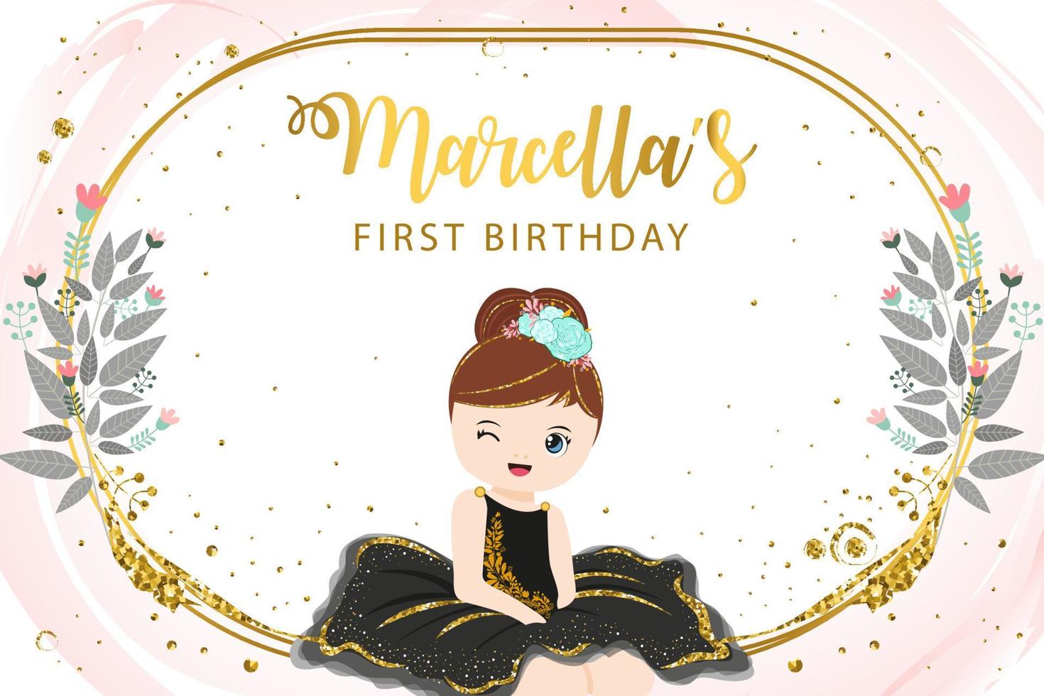 First banner design with cute ballerina vector