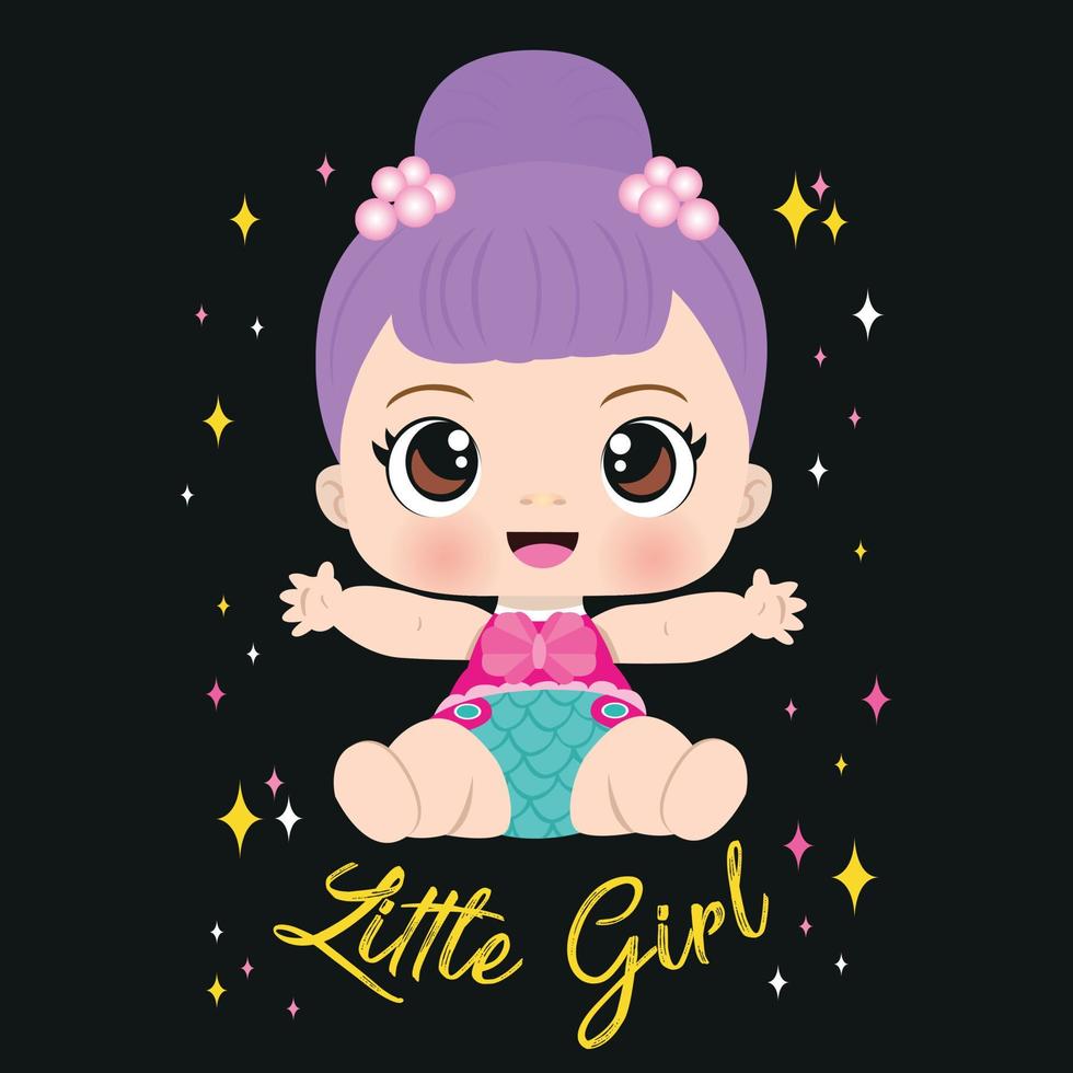 Cute black little princess illustration vector