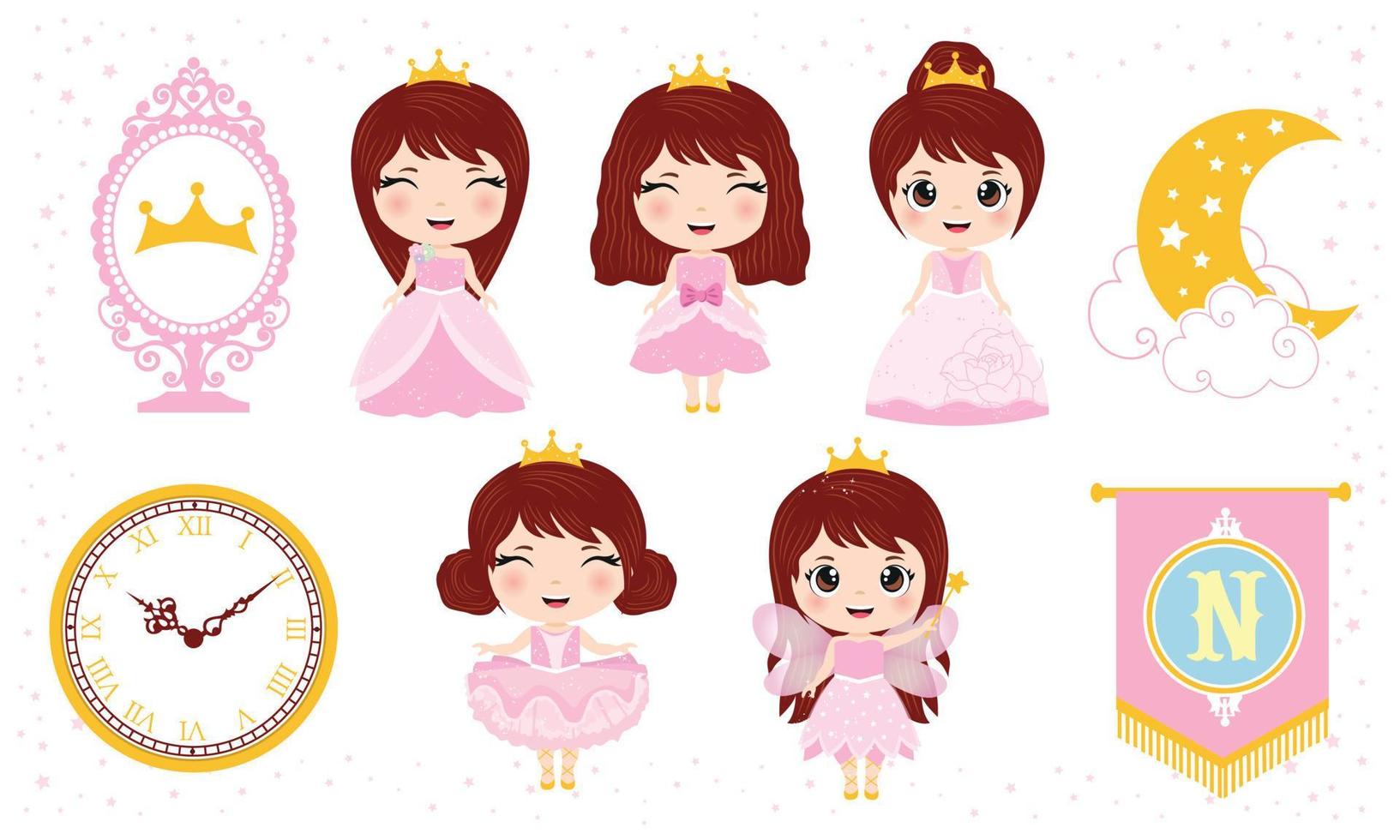 Illustration of princess design elements vector