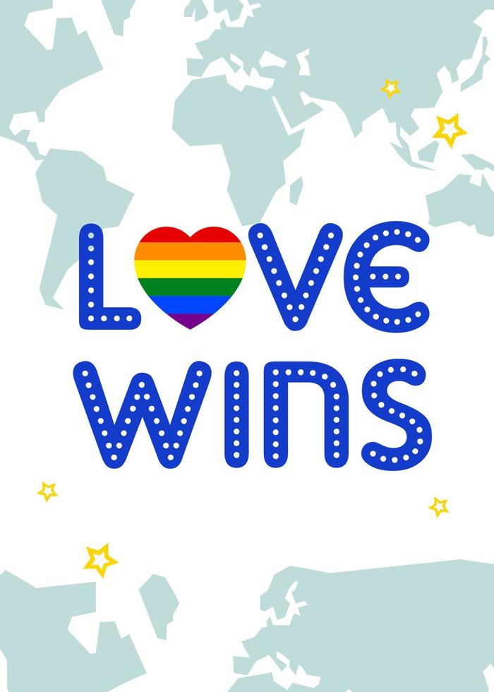 Love wins lgbt support poster vector
