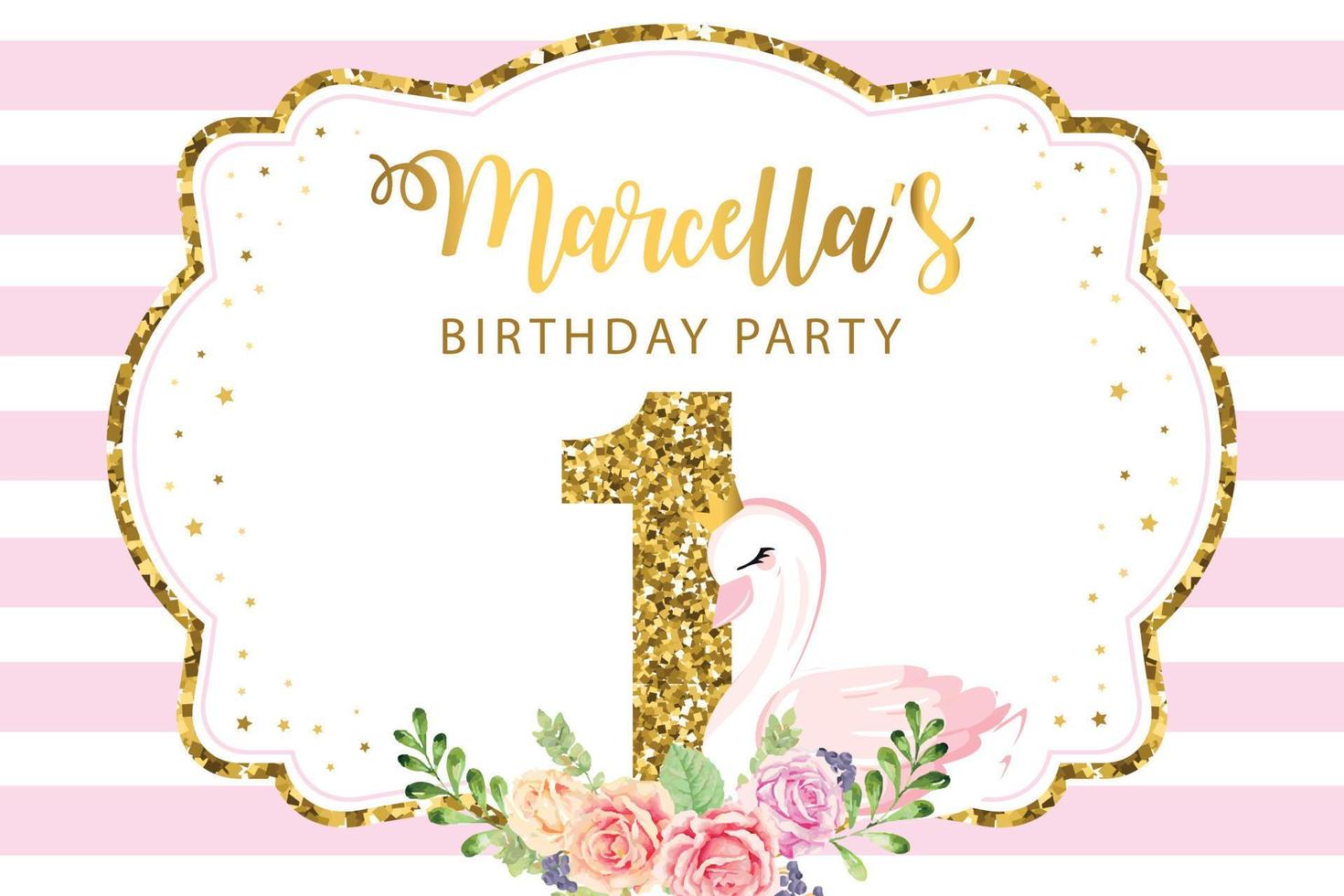 Swan First Birthday Party Banner vector