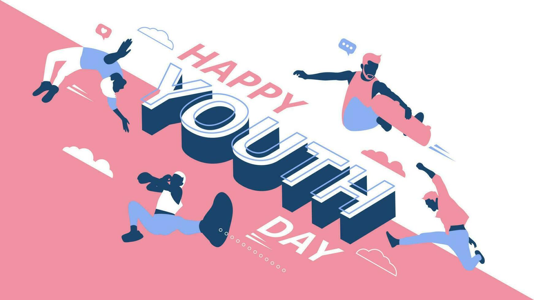 Happy international youth day illustration vector
