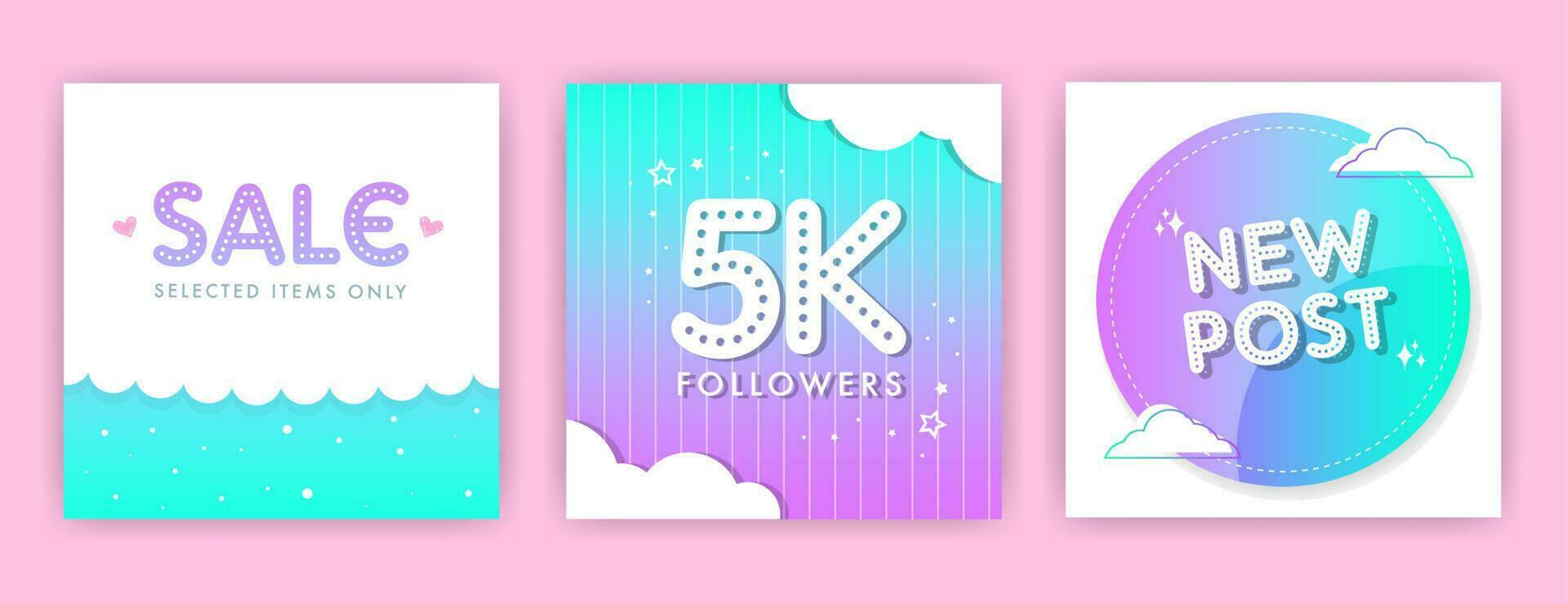 Social media posts with rainbow background vector