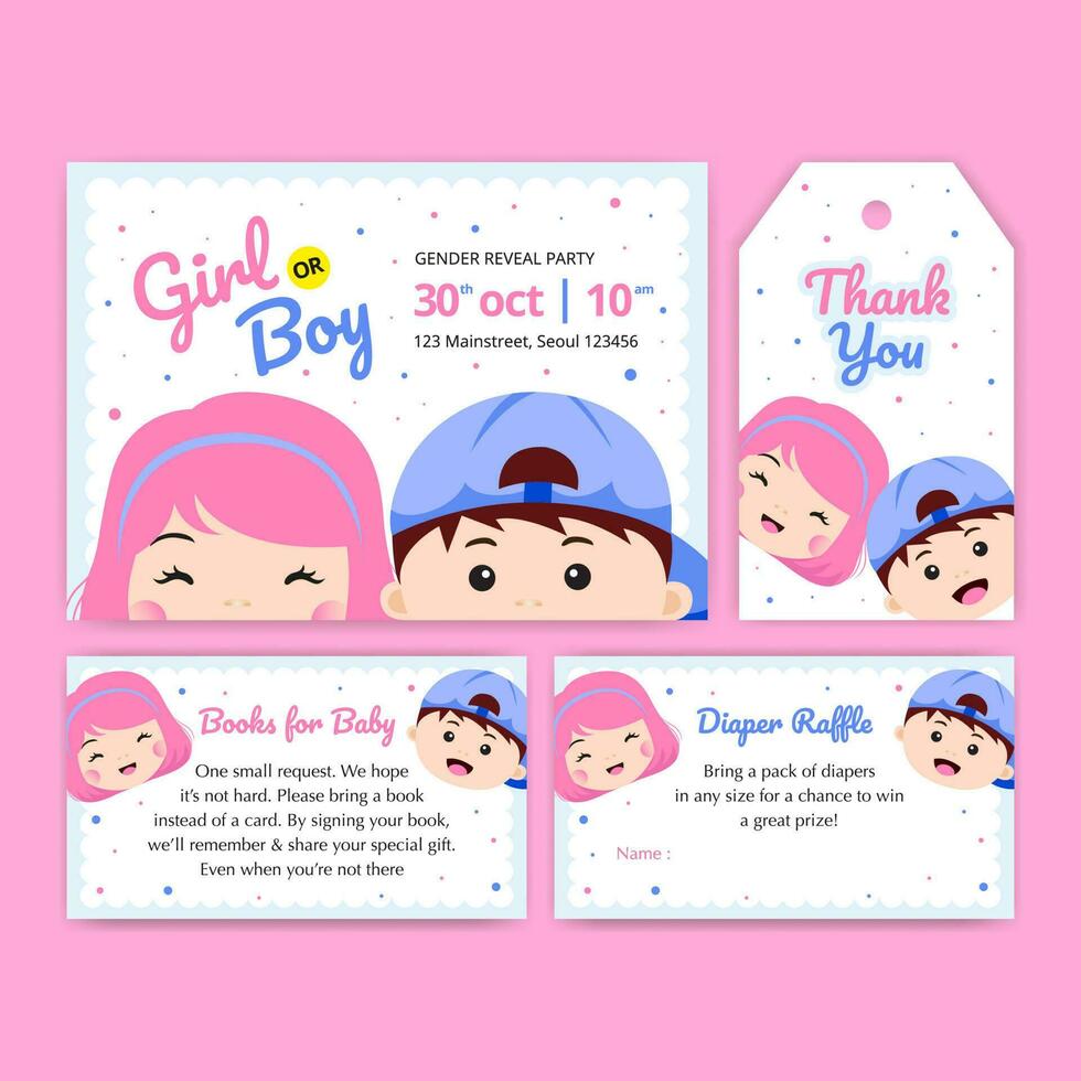 Gender reveal invitation set free vector