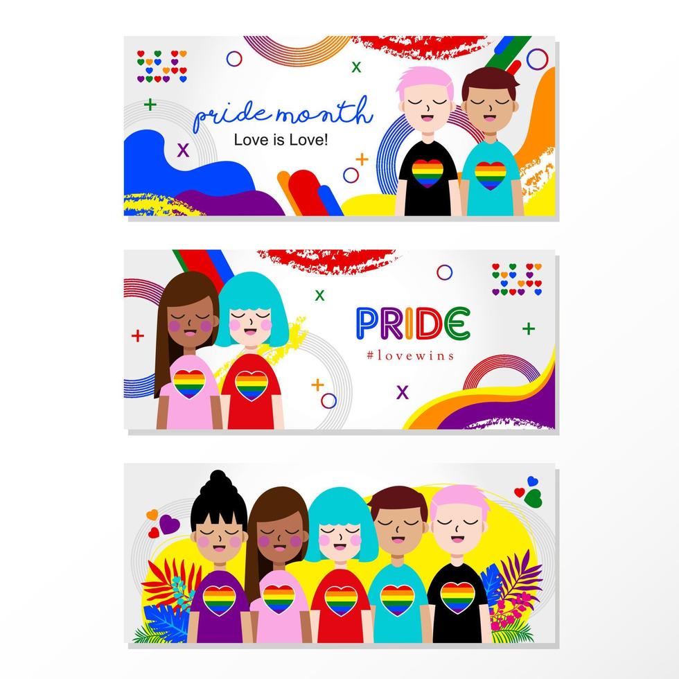 diseños de banner web de soporte lgbt vector