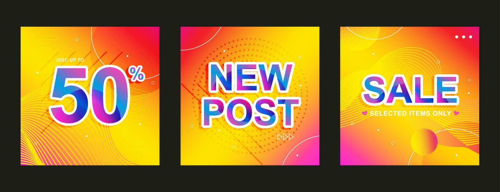 Gradient sale social media post collection vector