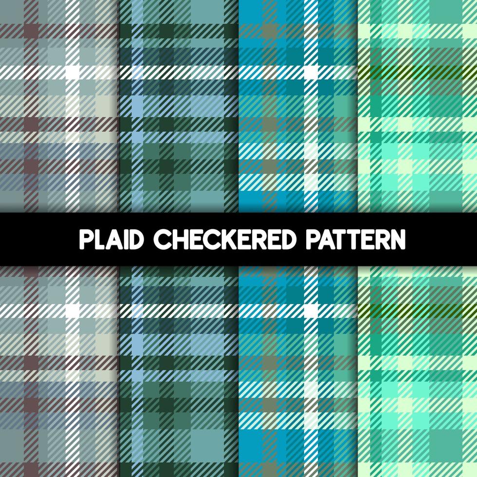 Plaid Checkered Fabric Pattern and seamless green collection vector