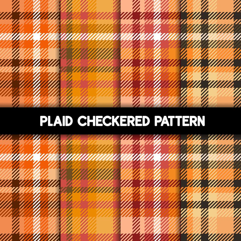 Plaid Checkered Fabric Pattern and seamless Orange collection for Fabric Textile Wallpaper. vector