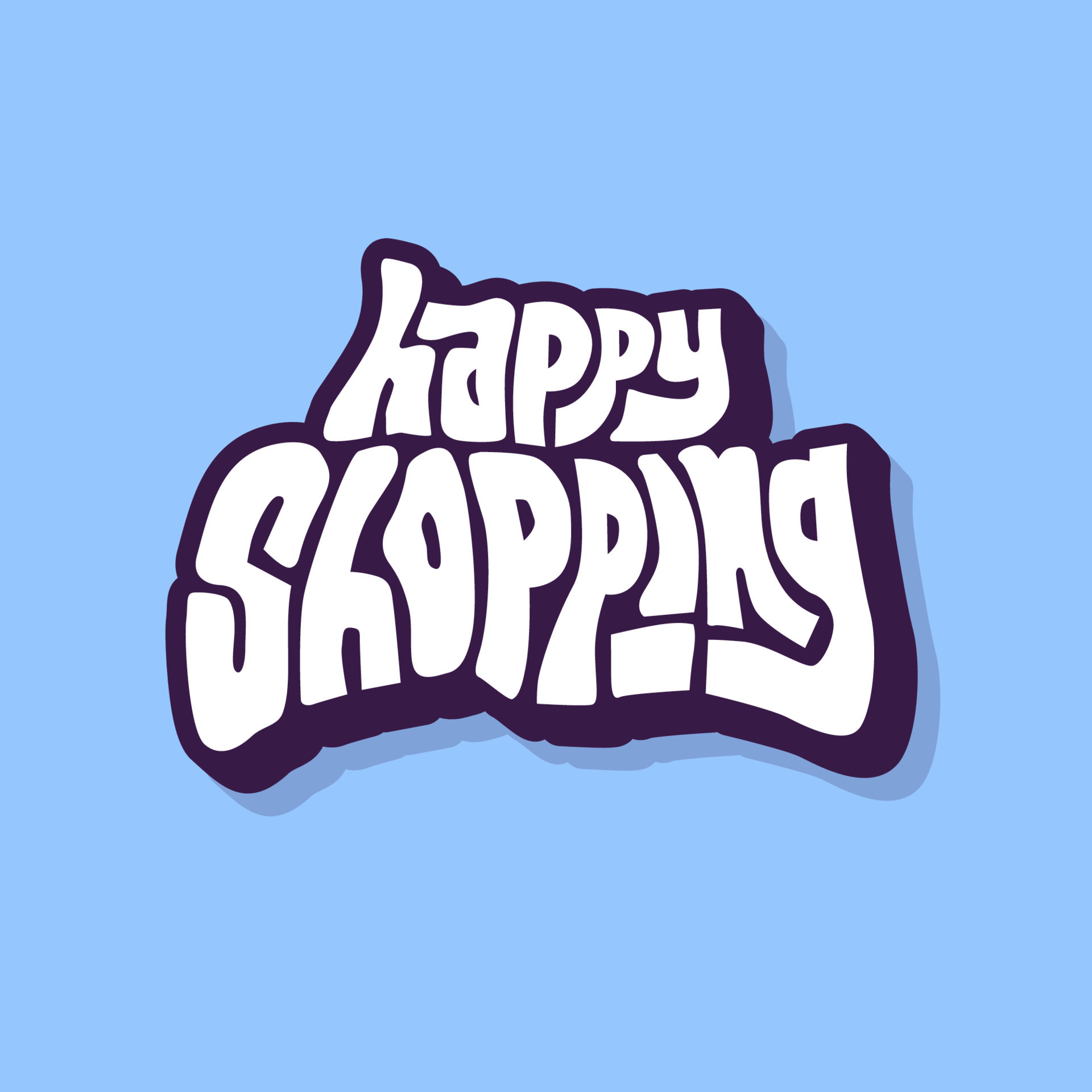 handwritten unique vector of happy shopping word for daily sticker