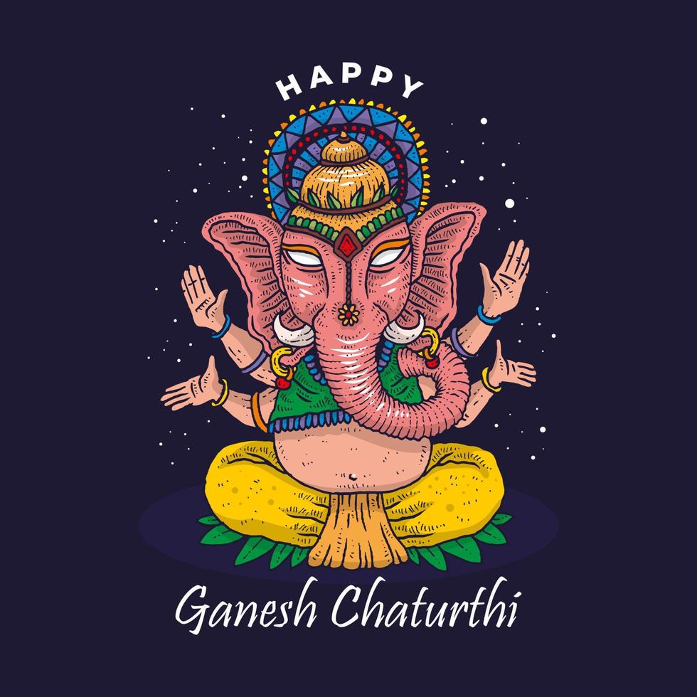 Ganesh chaturthi hand draw illustration vector