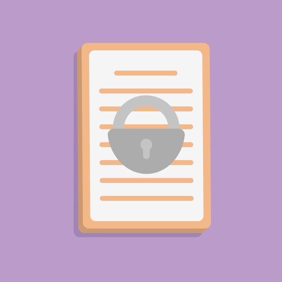 Locked 3d document concept in minimal cartoon style vector